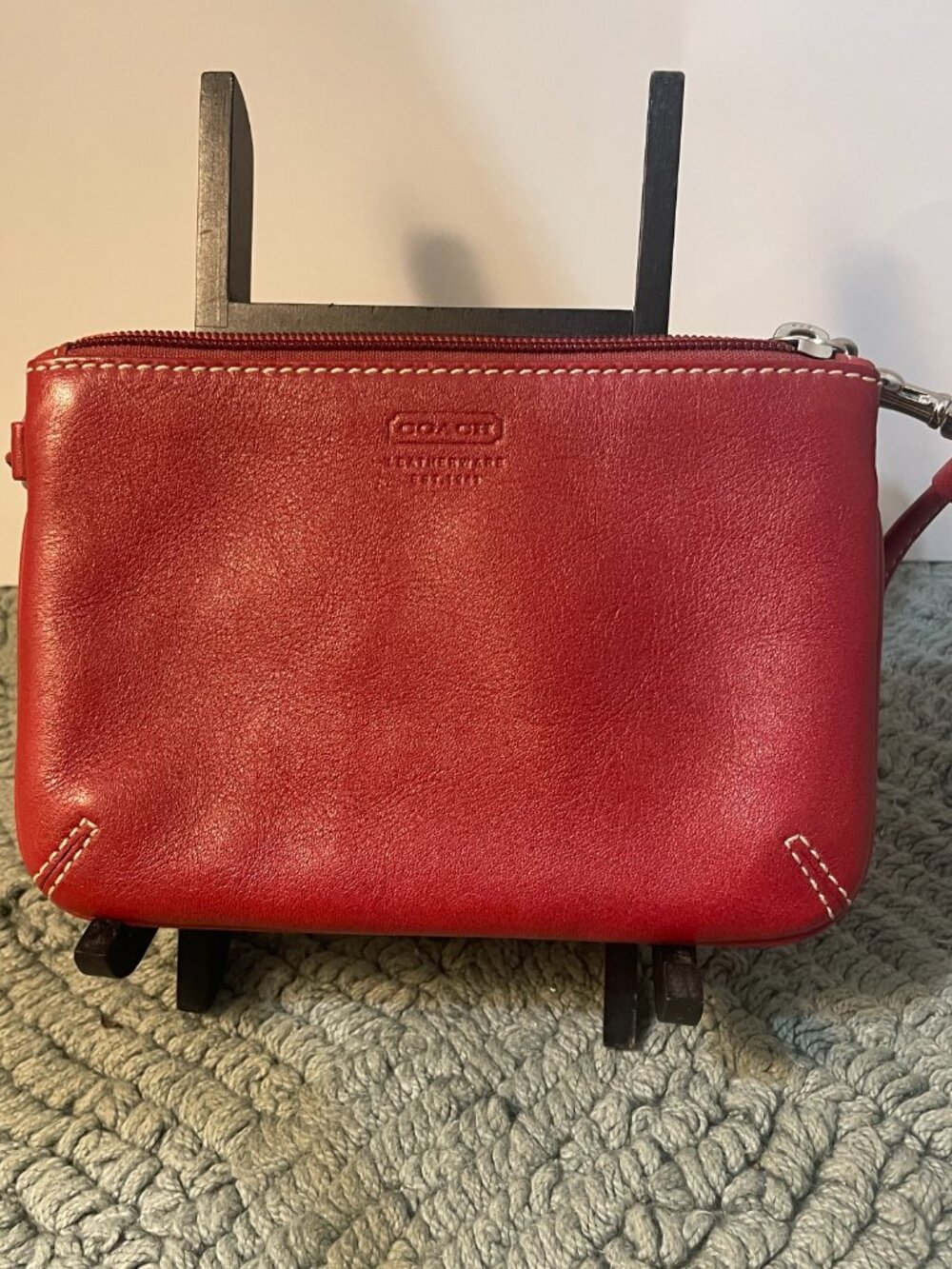 Coach Red Pebbled Leather Wristlet Wallet Vintage - Picture 2 of 6
